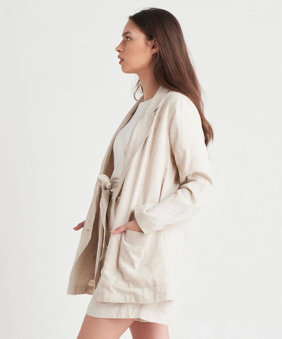 Black Tape_ Women's Outerwear Black Tape Linen Blazer 4 Black Tape_ Women's Outerwear Black Tape Linen Blazer