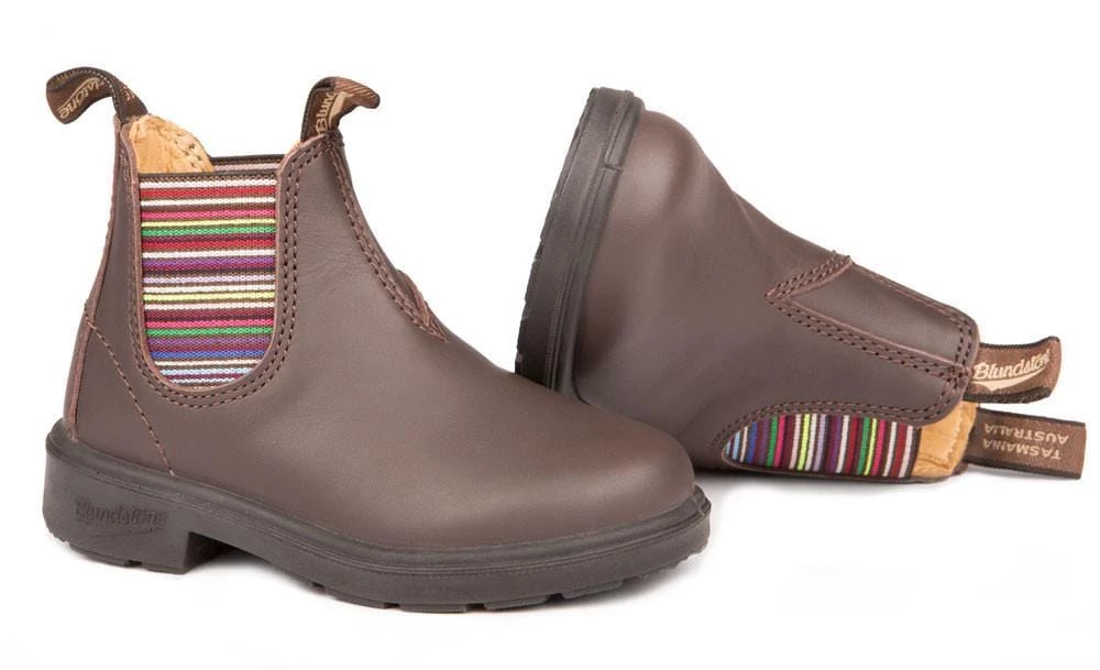 Blundstone 1413 - Kids Boot - Brown With Striped Elastic Footwear 4 Blundstone 1413 - Kids Boot - Brown With Striped Elastic Footwear
