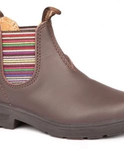 Blundstone 1413 - Kids Boot - Brown With Striped Elastic Footwear