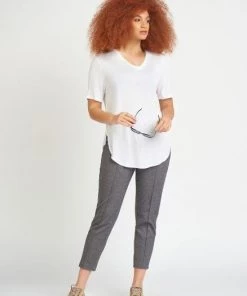 Dex Women's Short Sleeve Rounded Hem Tee With Side Slits