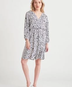 Dex Long Sleeve Faux Wrap Dress Women