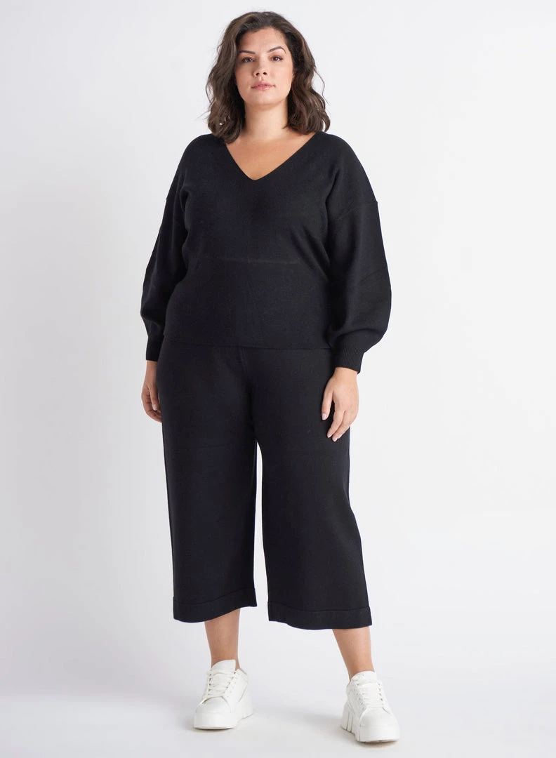 Dex Plus Lantern Sleeve V-Neck Sweater Women 3 Dex Plus Lantern Sleeve V-Neck Sweater Women