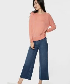 Black Tape_ Black Tape Long Sleeve Round Neck Fine Gauge Sweater Side Slits