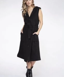 Black Tape_ Black Tape Women's Sleeveless Buttoned Waistcoat Dress