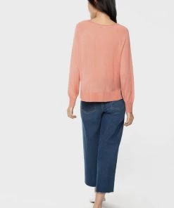 Black Tape_ Black Tape Long Sleeve Round Neck Fine Gauge Sweater Side Slits