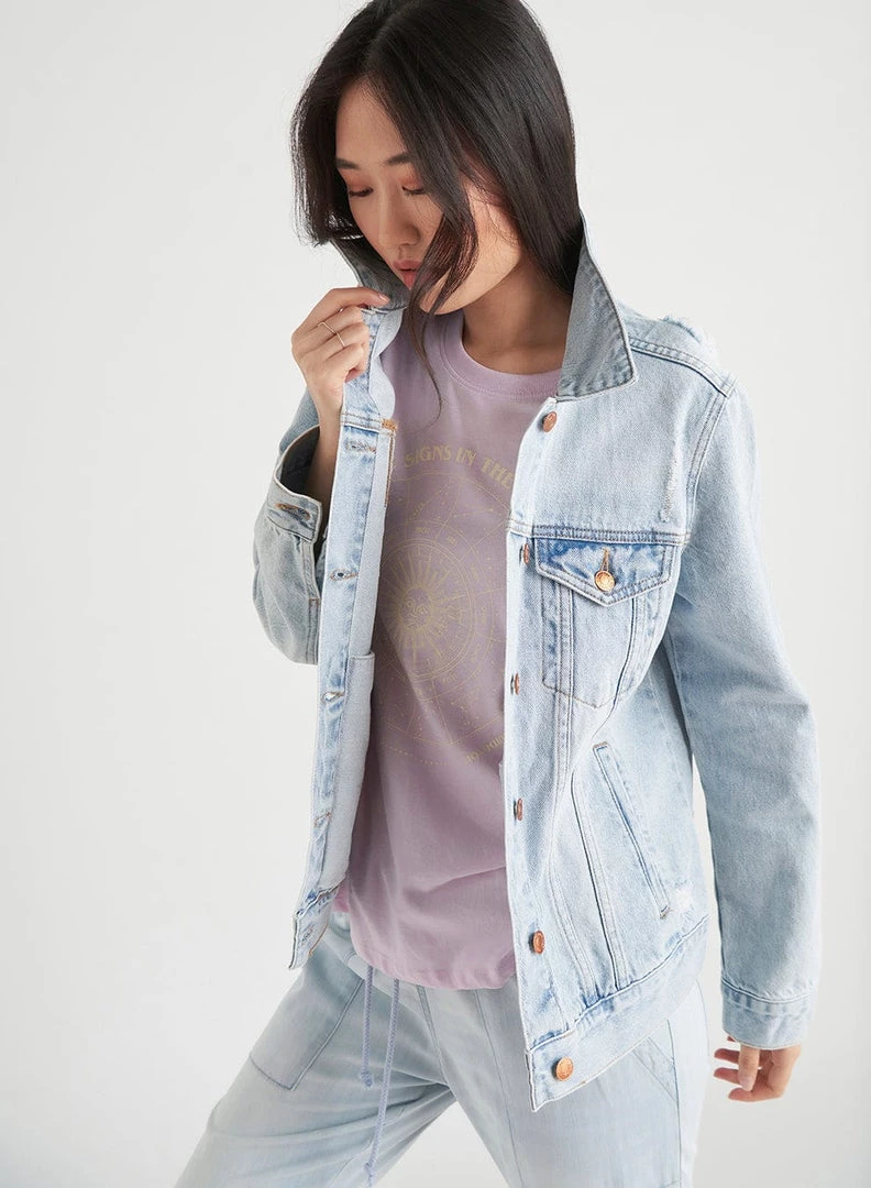 Dex Long Sleeve Oversized Denim Jacket Women's Outerwear 3 Dex Long Sleeve Oversized Denim Jacket Women's Outerwear