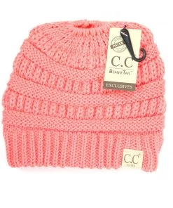 Youth C.C Kids Solid Classic Messy Bun Beanie
