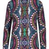 Tribal Long Sleeve Mock Neck Top