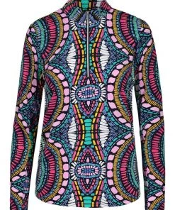 Tribal Long Sleeve Mock Neck Top