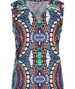 Tribal Sleeveless Henley Top