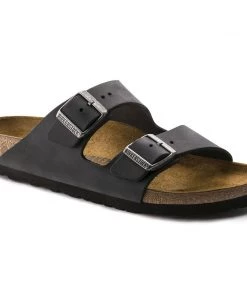 Birkenstock Arizona Black Oiled Leather Sandals - Regular