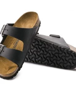 Birkenstock Arizona Black Oiled Leather Sandals - Regular