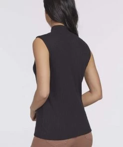 Tribal Women's Mock Neck Ribbed Sleeveless Top