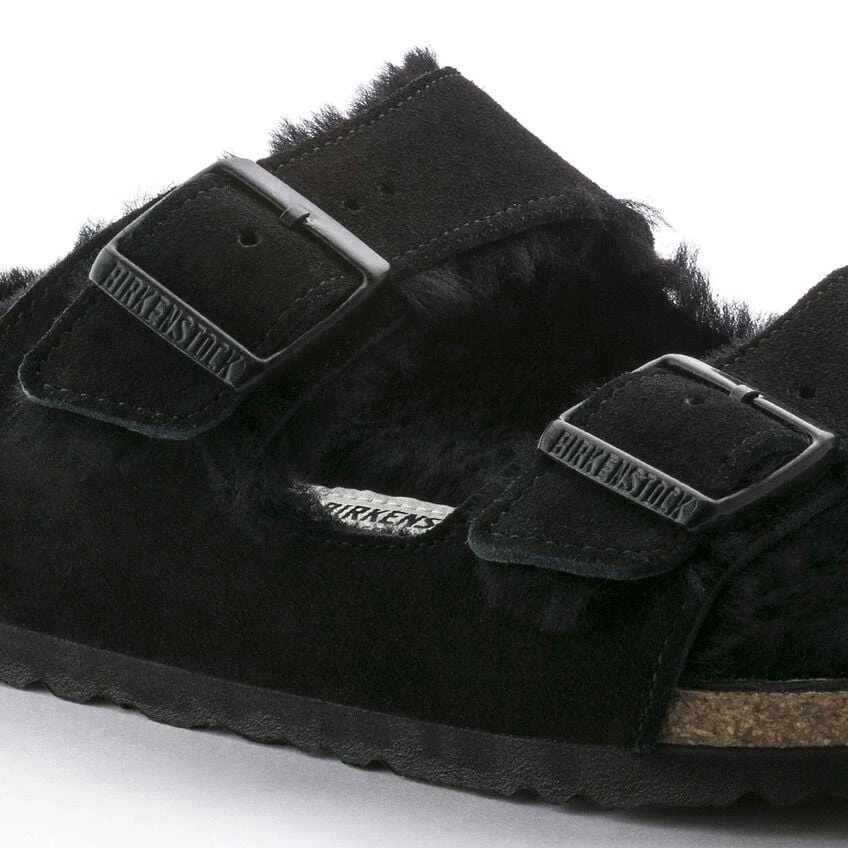 Birkenstock Arizona Black Shearling Sandal - Regular 7 Birkenstock Arizona Black Shearling Sandal - Regular