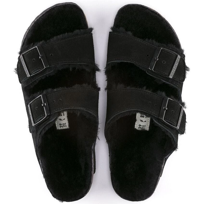 Birkenstock Arizona Black Shearling Sandal - Regular 8 Birkenstock Arizona Black Shearling Sandal - Regular