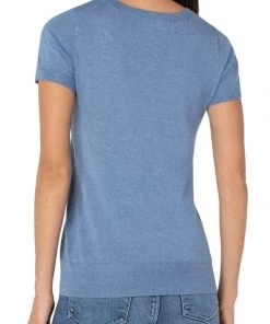 Women Liverpool Scoop Neck Short Sleeve Sweater W/ Pique 24.5