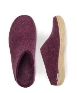 GLERUPS CANADA Glerups Open Heel Slipper - Leather - Cranberry