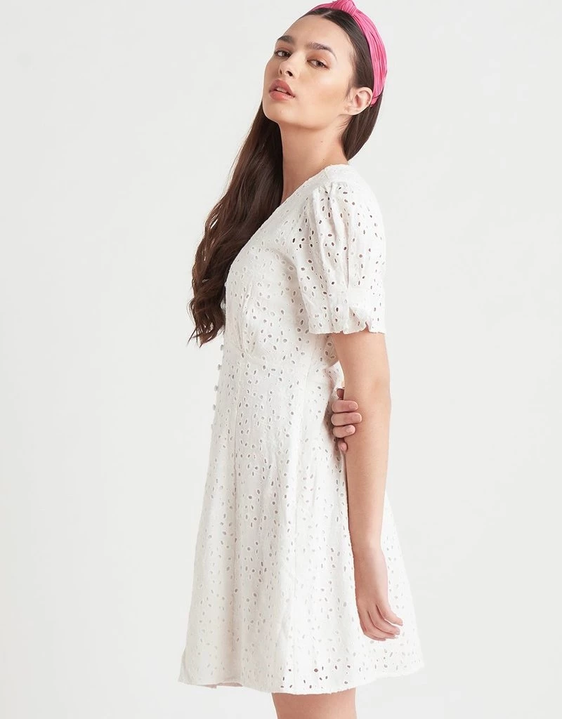 Black Tape_ Women Black Tape Buttoned Eyelit Mini Dress 5 Black Tape_ Women Black Tape Buttoned Eyelit Mini Dress