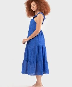 Black Tape_ Women Black Tape Embroidered Eyelet Strappy Dress