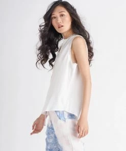 Black Tape_ Black Tape Sleeveless V-Neck Banded Hem Top Women