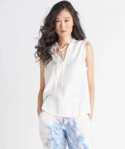 Black Tape_ Black Tape Sleeveless V-Neck Banded Hem Top Women