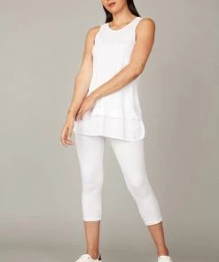 Pistache Sleeveless Slub Top W/ Crepe Bottom