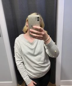 Dex Long Sleeve Boat Neck Pearl Embellishment Sweater Top * Last Chance Women