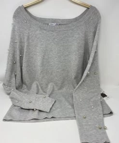 Dex Long Sleeve Boat Neck Pearl Embellishment Sweater Top * Last Chance Women