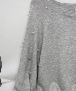 Dex Long Sleeve Boat Neck Pearl Embellishment Sweater Top * Last Chance Women