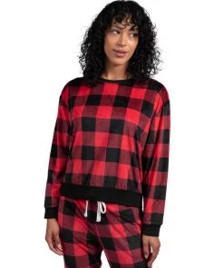 Women Latte Love Micro Polar Velour Crew