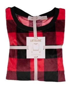 Women Latte Love Micro Polar Velour Crew