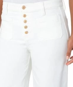 Liverpool Stride High Rise Wide Leg With Exposed Button Fly - Bone White 7 Liverpool Stride High Rise Wide Leg With Exposed Button Fly - Bone White