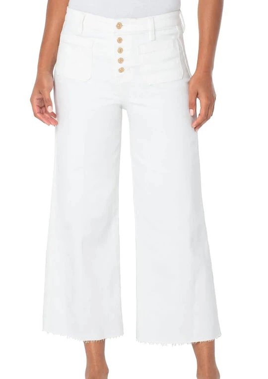 Liverpool Stride High Rise Wide Leg With Exposed Button Fly - Bone White 3 Liverpool Stride High Rise Wide Leg With Exposed Button Fly - Bone White