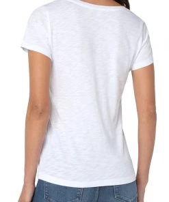 Liverpool V Neck Slim Fit Slub Knit Tee Women