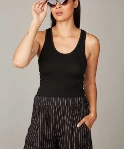 Pistache Pinstripe Relaxed Linen Shorts