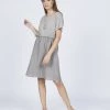Pistache Linen Dress W/ Cotton Jersey Top And Drawstring Waist