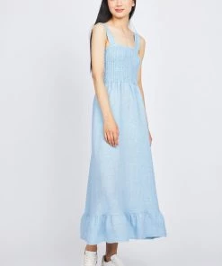 Pistache Bunched Top Linen Dress 7 Pistache Bunched Top Linen Dress