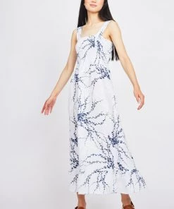 Pistache Bunched Top Linen Dress