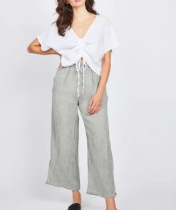 Pistache Cropped Drawstring Top