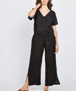 Pistache Linen Lounge Pant With Side Slits