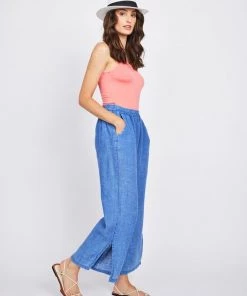 Pistache Linen Lounge Pant With Side Slits