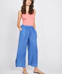 Pistache Linen Lounge Pant With Side Slits