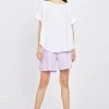 Pistache Linen And Gauze Cotton Short Sleeve Crew Neck Top