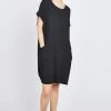 Pistache Loose Bubble Viscose Jersey Dress With Pockets