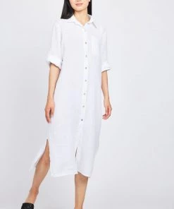 Pistache Maxi Linen Blouse Dress