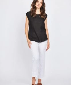 Pistache Pull-On Linen Straight Pant