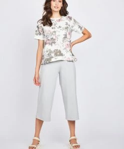 Pistache Short Sleeve Crew Neck Terry Cotton Top