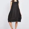Pistache Sleeveless Linen Bubble Dress With Elastic Underarms
