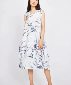 Pistache Sleeveless Linen Bubble Dress With Elastic Underarms