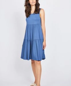 Pistache Sleeveless Tiered Viscose Jersey Dress